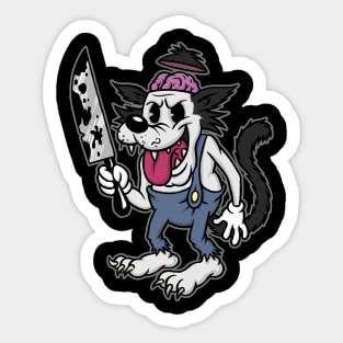 Big Bad Wolf with Knife Creepy Cute Graphic Horror Sticker